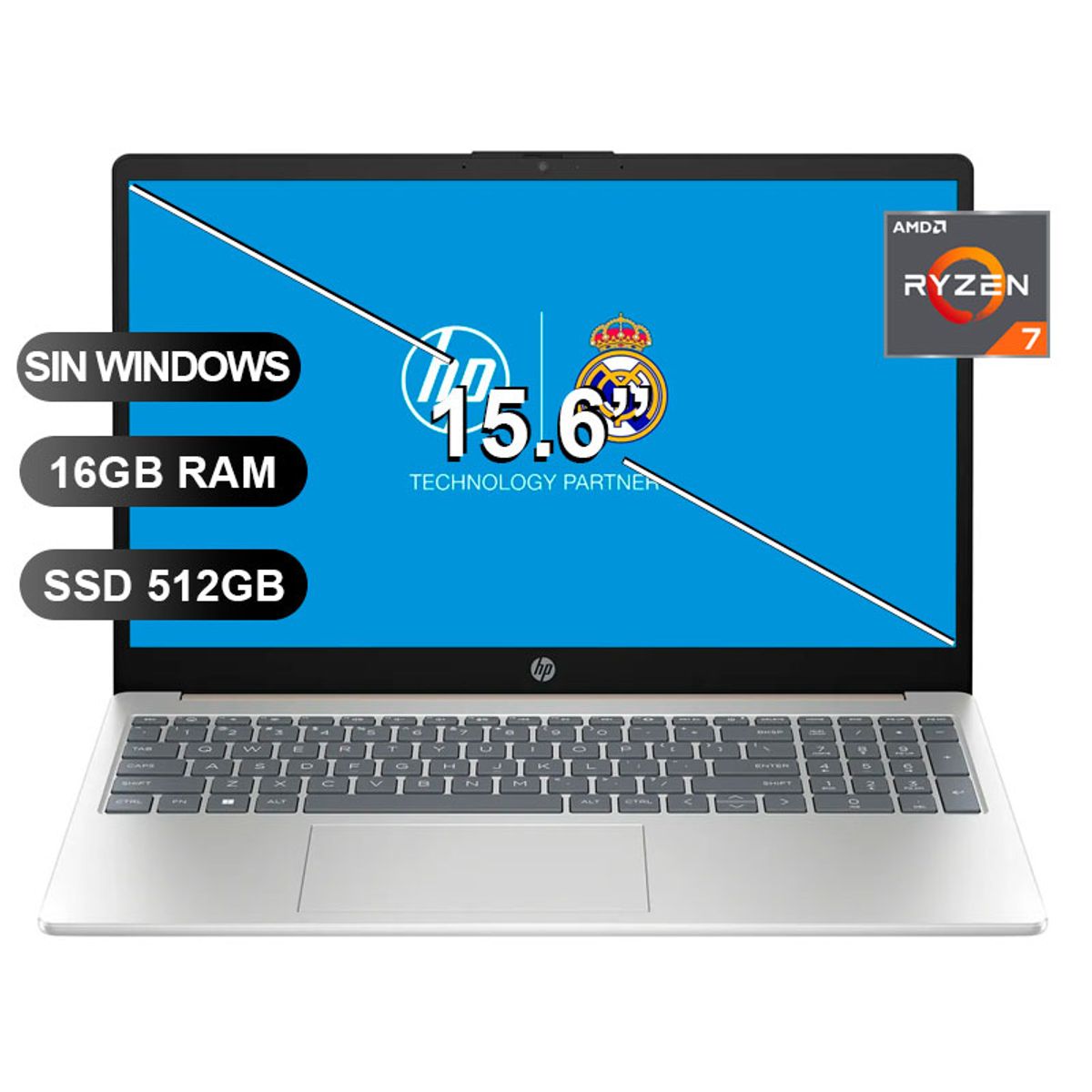 HP - Laptop HP 15-fc0012LA RYZEN7-7730U 16GB RAM 512GB SSD 156 SIN WINDOWS 802N1LA