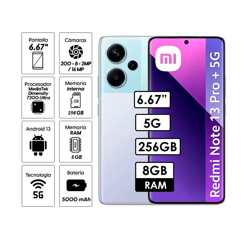 REDMI - Celular Redmi Note 13 PRO PLUS  5G 8GB RAM 256GB PÚRPURA
