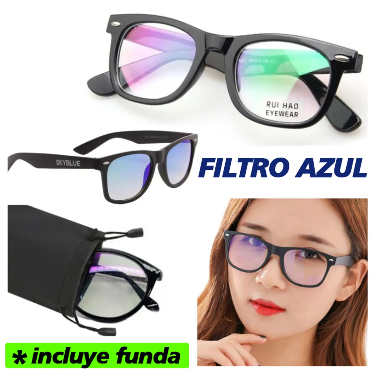 GENERICO - Lentes Con Filtro Azul Negros Modelo Clásico Anti Blue