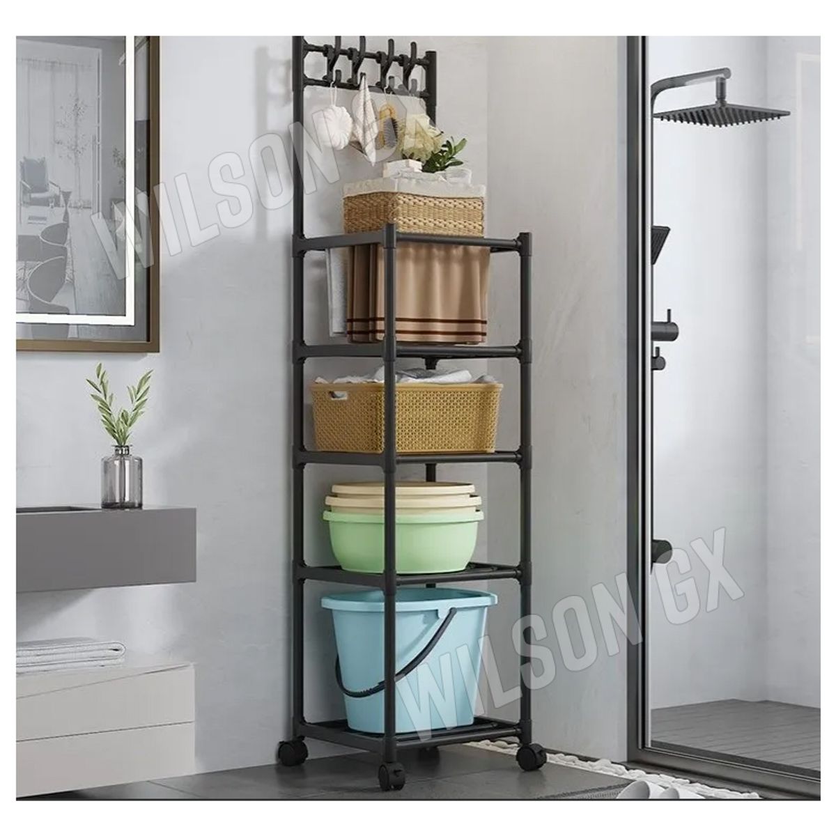 GENERICO - Estante Organizador 5 niveles Multiuso + Rueda 152 cm Cocina Baño