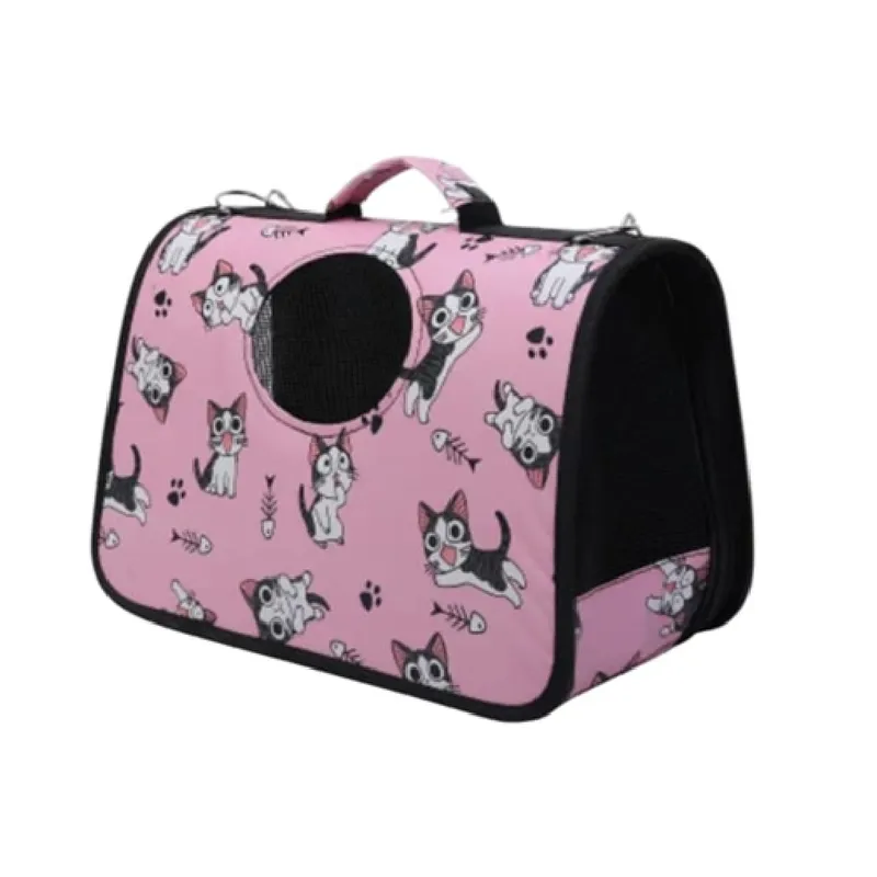 GENERICO - Transportador tipo maletín de mascotas gato rosado chico
