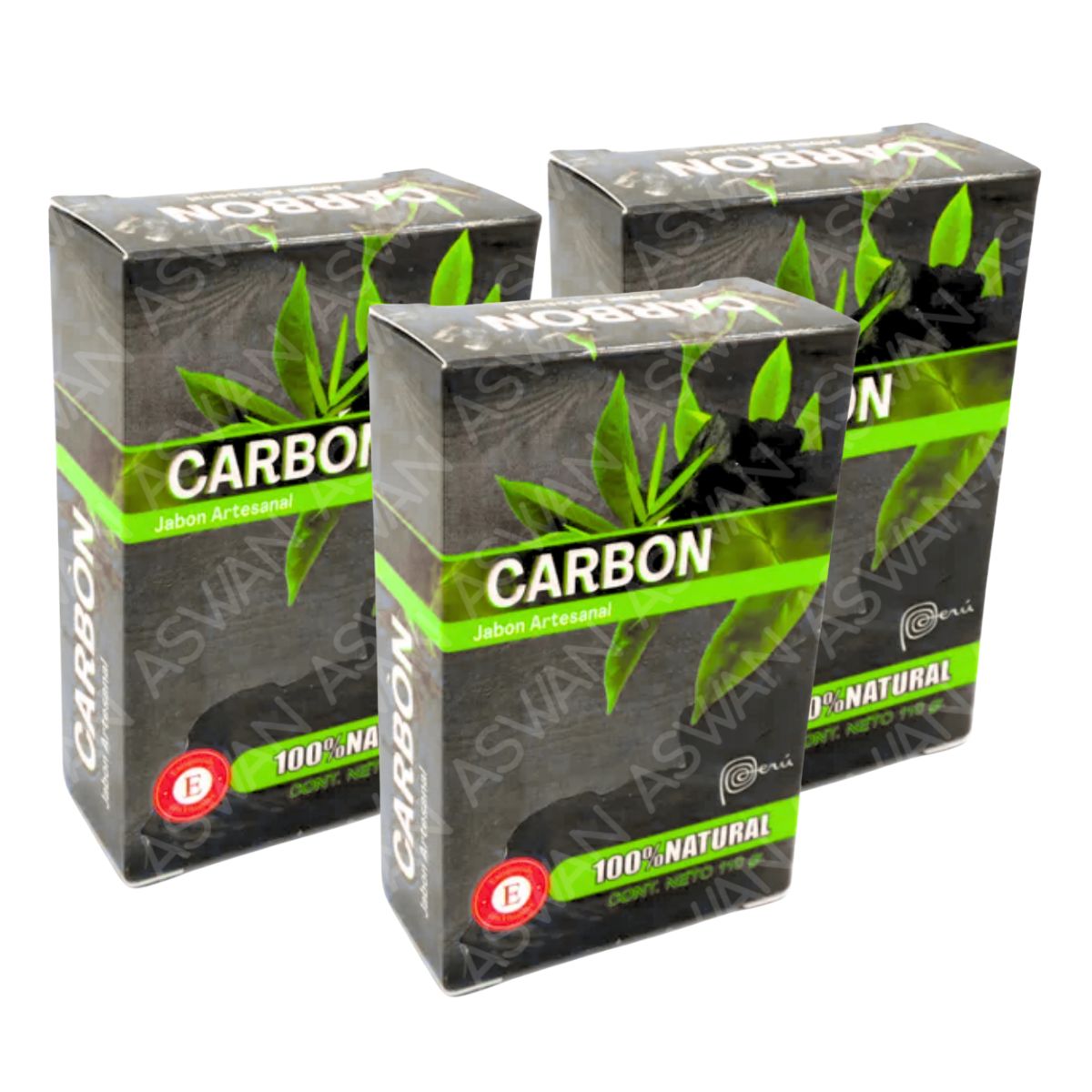 GENERICO - PACK DE 3 JABON NATURAL DE CARBON 110 GR