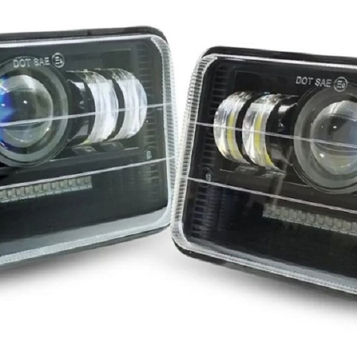 GENERICO - Par De Faros LED Rectangular 5Pulg Bicolor Rojo Azul Estrobo