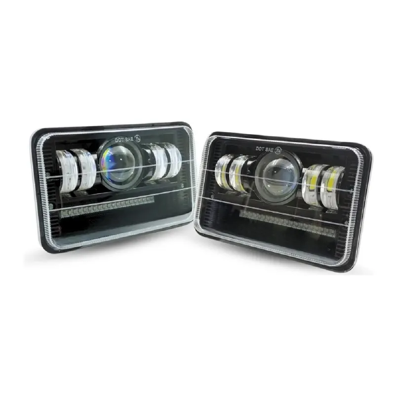 GENERICO - Par De Faros LED Rectangular 5Pulg Bicolor Rojo Azul Estrobo