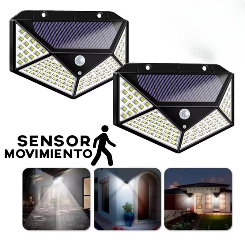 OEM - Pack 03 Lampara Solar con Sensor de Oscuridad y Movimiento Luz 100 LED
