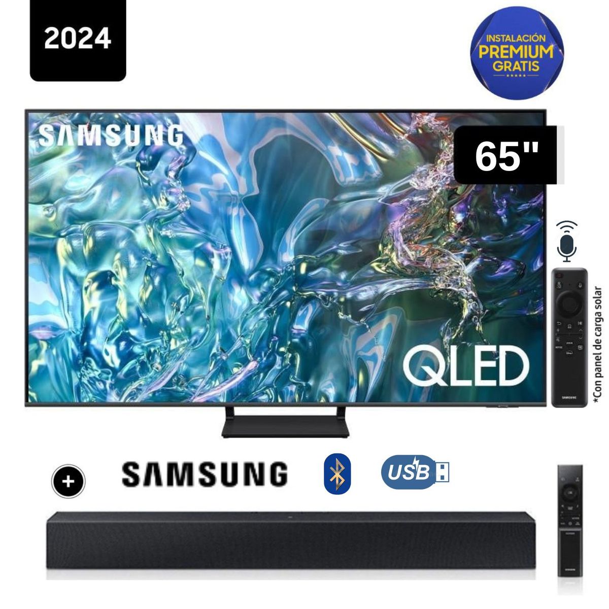 SAMSUNG - Televisor Samsung QLED Tizen OS Smart Tv 65 4K QN65Q65DAGXPE + Soundbar HW C400