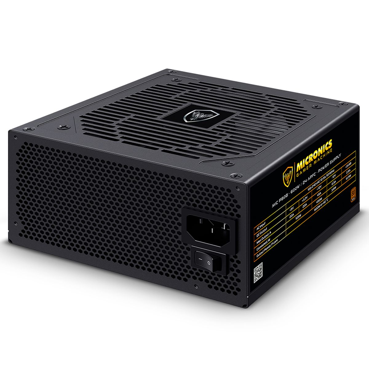 MICRONICS - Fuente De Poder Gamer 600w 80 Plus Bronze Micronics Mic P80b Negro