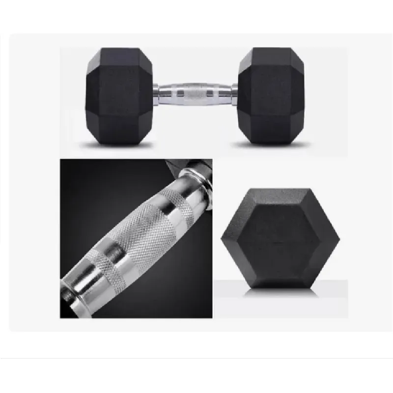 GENERICO - Mancuernas Pesas Cromadas Hexagonales De Caucho 5 Kg