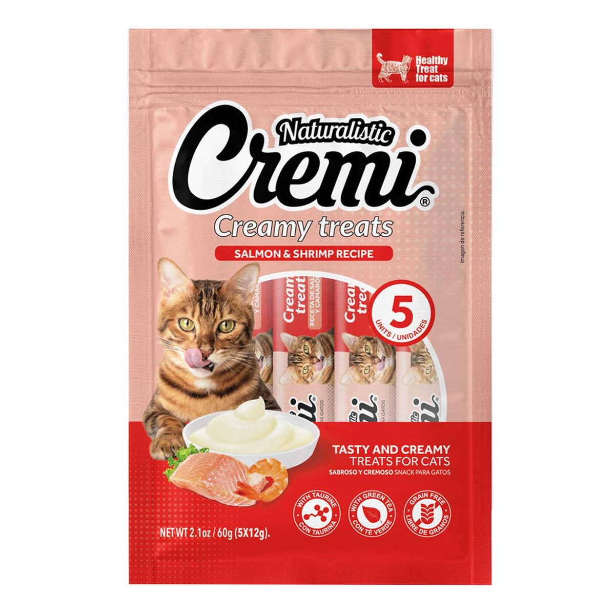 GENERICO - Snack para Gatos Naturalistic Cremi Salmón y Camarones 60gr