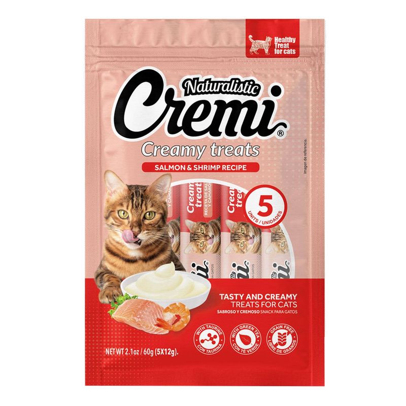 GENERICO - Snack para Gatos Naturalistic Cremi Salmón y Camarones 60gr