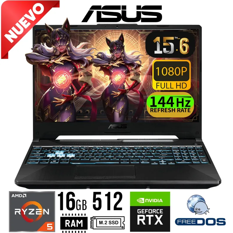 ASUS - LAPTOP ASUS TUF A15 FA506NC-HN016 15,6 FHD AMD R5-7535HS RAM 16GB SSD 512GB RTX3050 4GB FREE DOS