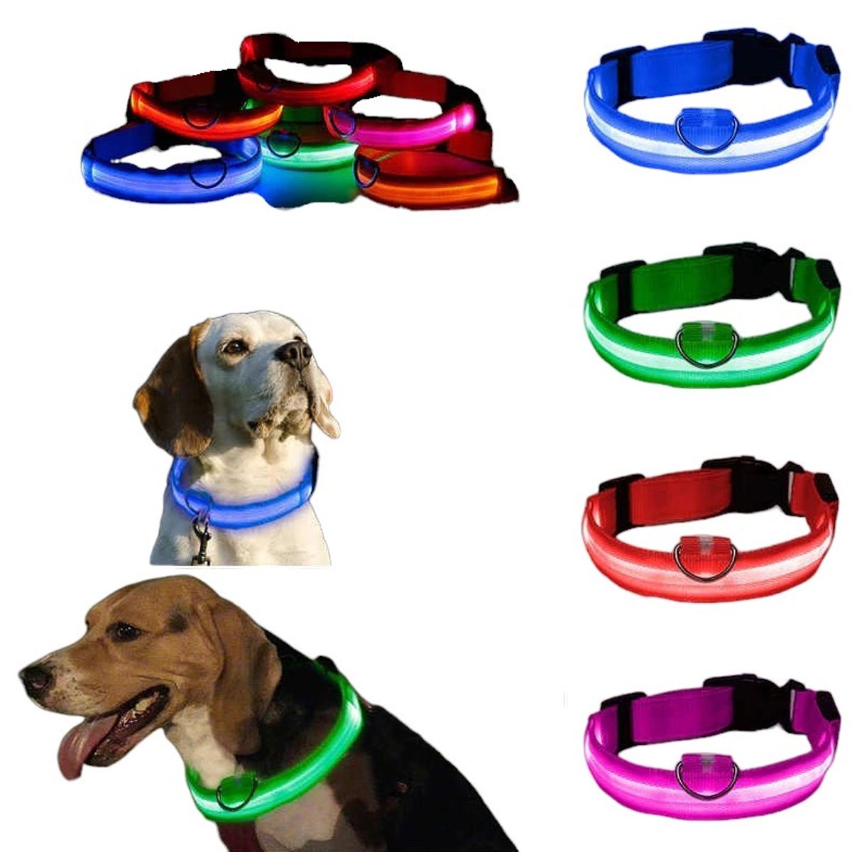 GENERICO - PACK X3 COLLAR LED PARA MASCOTA NEGRO TALLA M