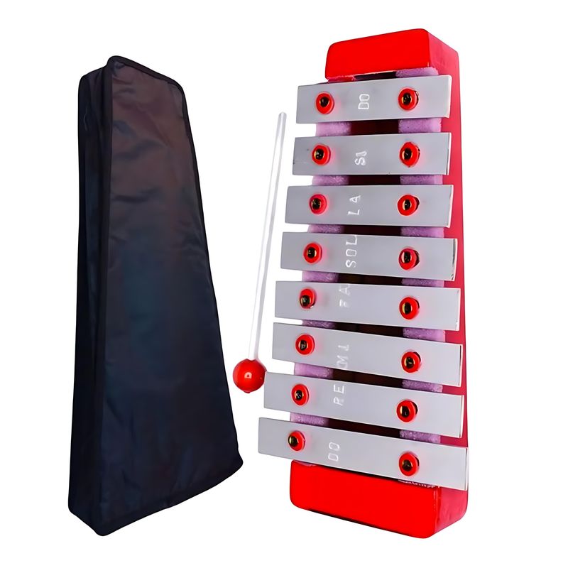 GENERICO - Xilófono de 8 Notas con Base de Madera - Rojo