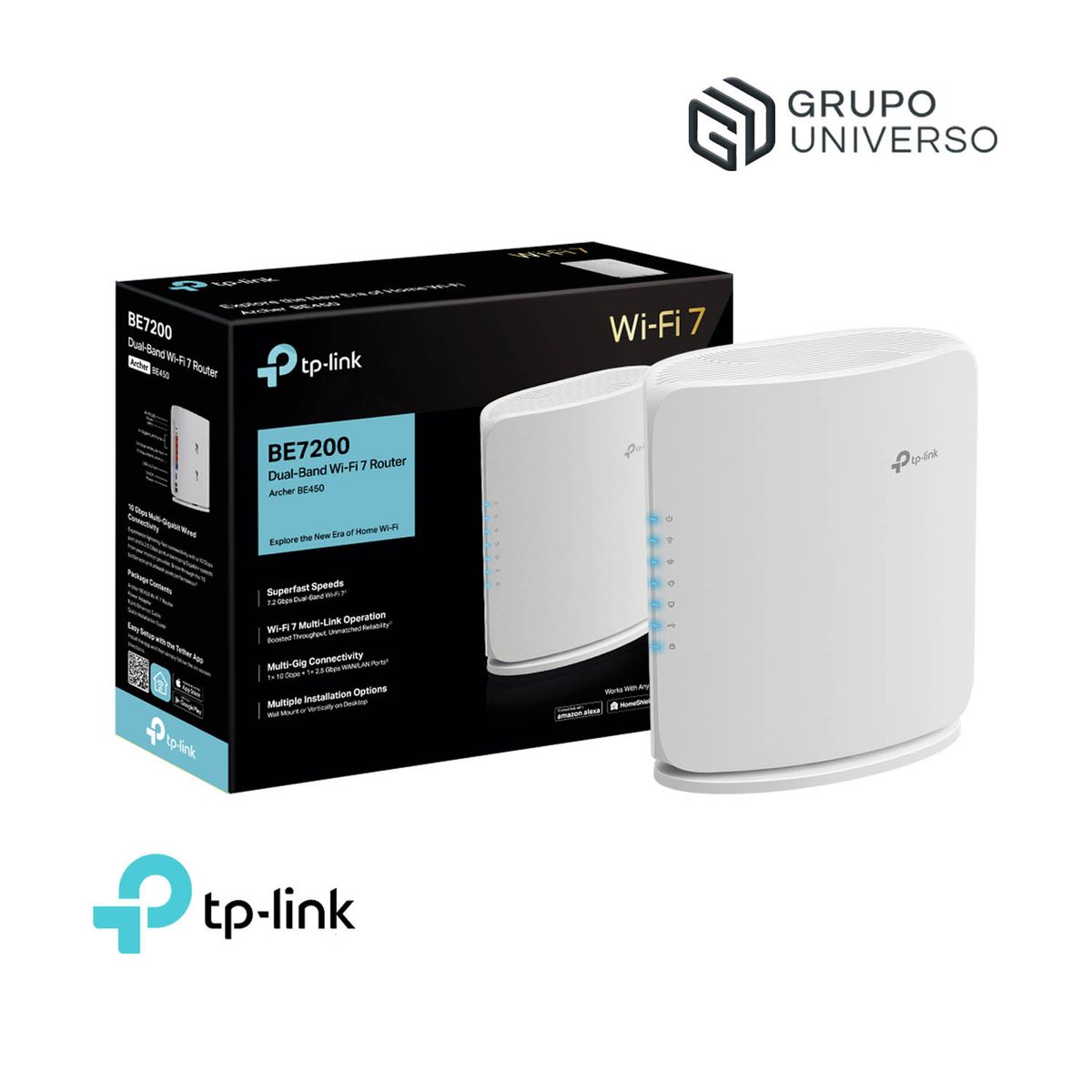 TP LINK - TP-LINK Archer BE450 BE7200 Router Doble Banda Wi-Fi 7  Easy Mesh