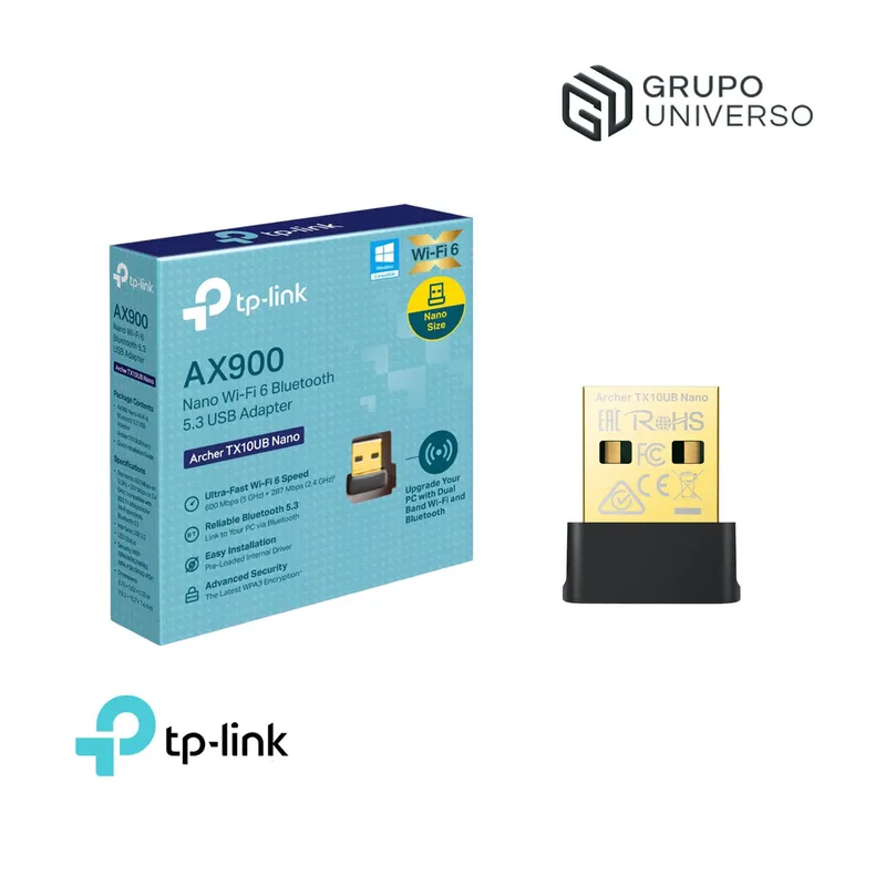 TP LINK - TP-LINK Archer TX10UB Nano AX900 Wi-Fi 6 Bluetooth 53 Adaptador USB