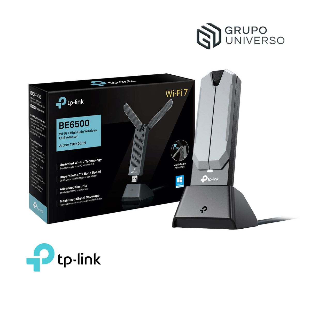 TP LINK - TP-LINK Archer TBE400UH WiFi 7 Adaptador USB Inalámbrico Tri-Banda