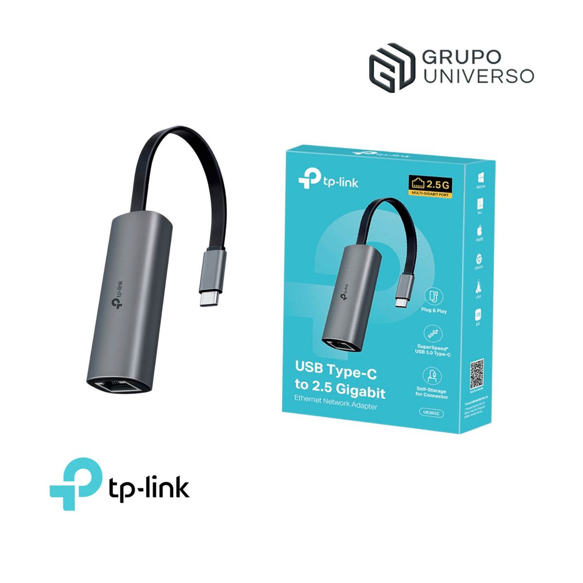 TP LINK - TP-LINK Adaptador de red UE302C USB Tipo C a 25 Gigabit Ethernet