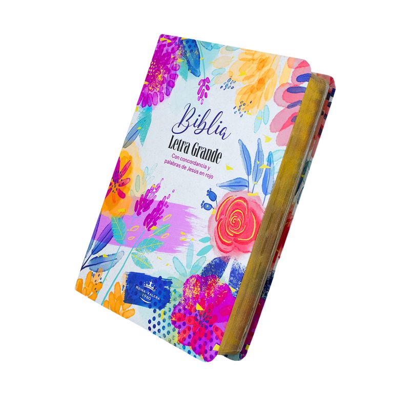 GENERICO - Biblia Reina Valera 1960 LETRA GRANDE Flex Flores Acuarela