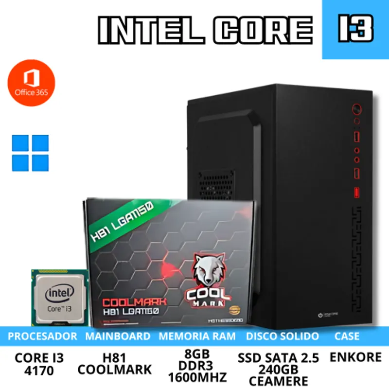 INTEL - PC DE OFICINA CORE I3 8GB RAM SSD 240GB