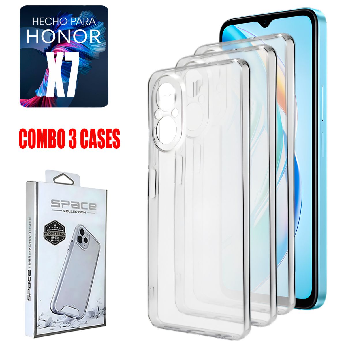 ASIA IMPORT - Combo Case Space Transparente Para Honor X7