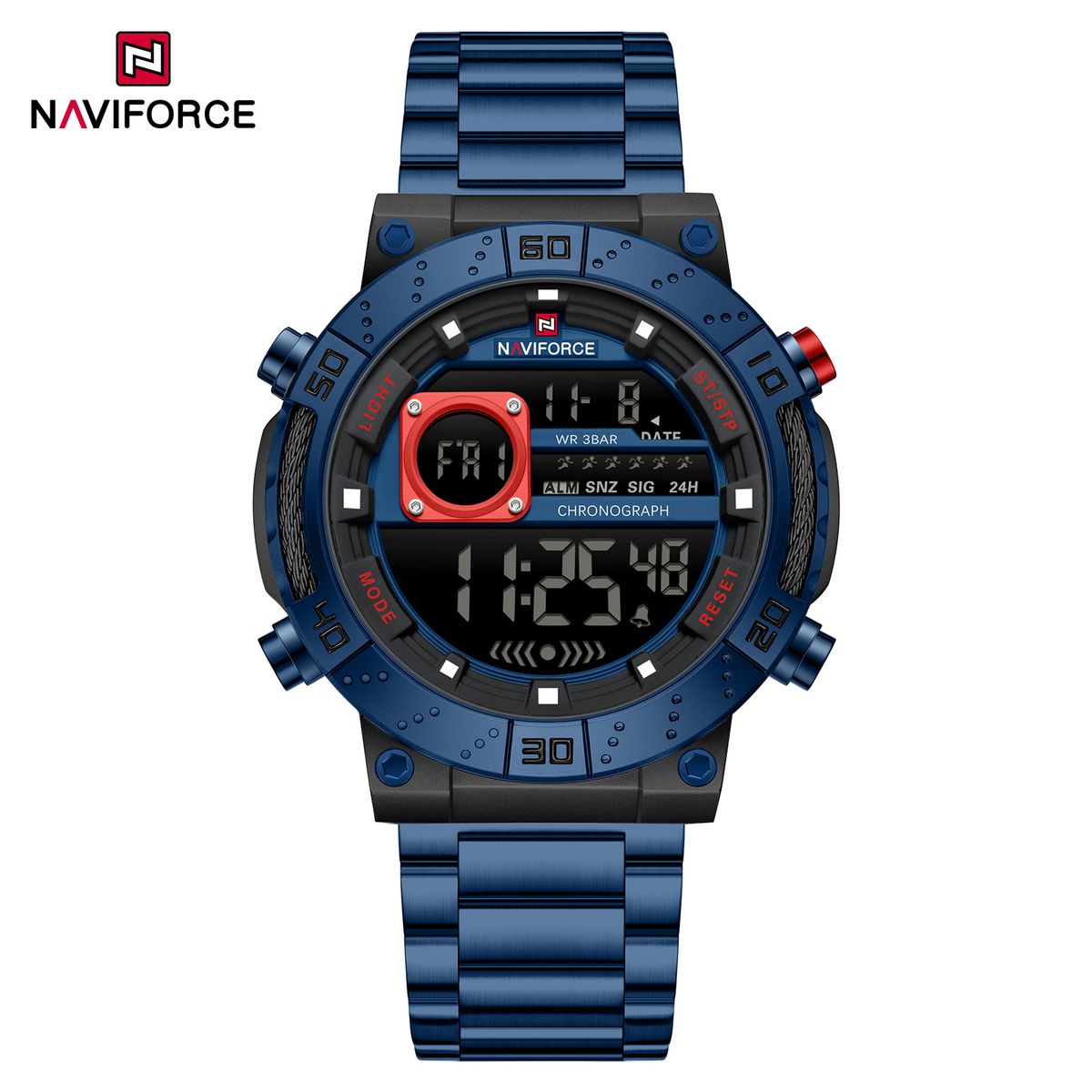 NAVIFORCE - Reloj Naviforce Hombre NF9241 AZUL NEGRO Digital Acero Inoxidable