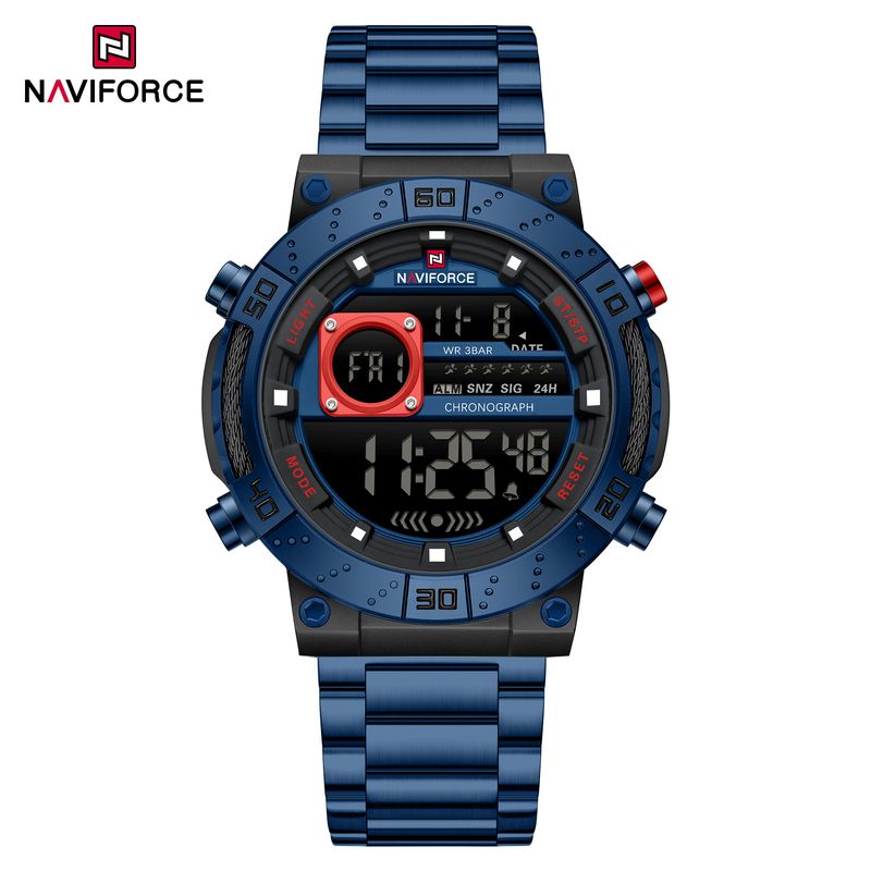 NAVIFORCE - Reloj Naviforce Hombre NF9241 AZUL NEGRO Digital Acero Inoxidable