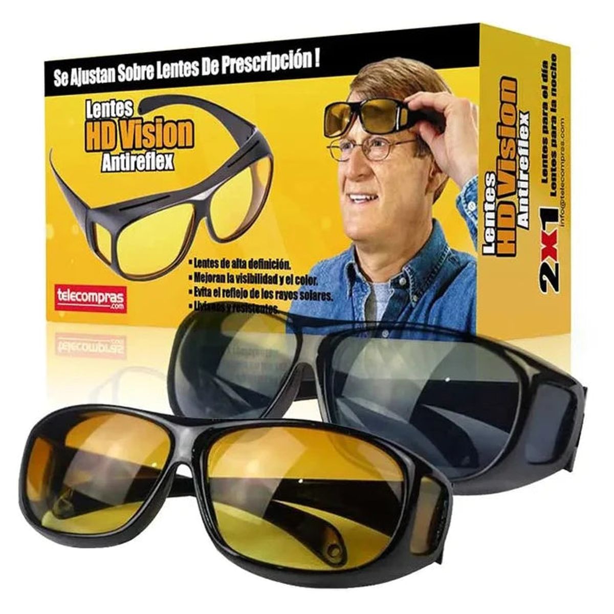 GENERICO - Lentes HD Gafas Día y Noche con Super Visión Pack x 2