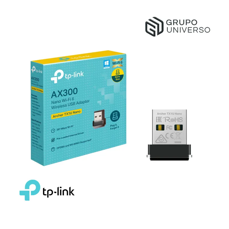 TP LINK - TP-LINK Archer TX1U Nano AX300 Nano Wi-Fi 6 Adaptador USB Inalámbrico
