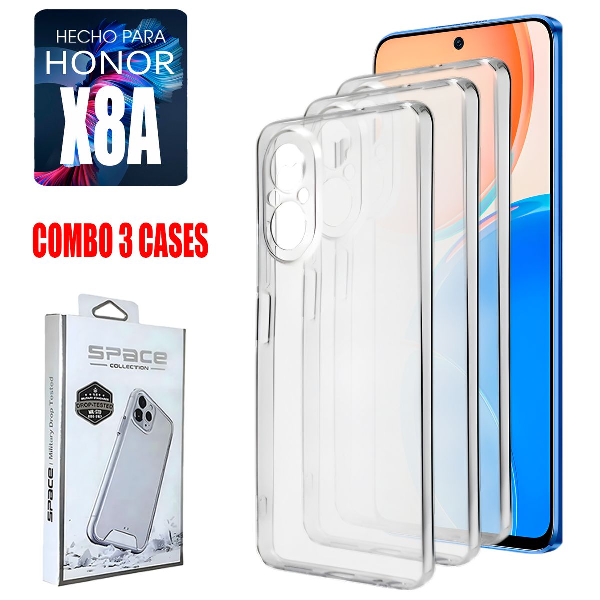 ASIA IMPORT - Combo Case Space Transparente Para Honor X8A