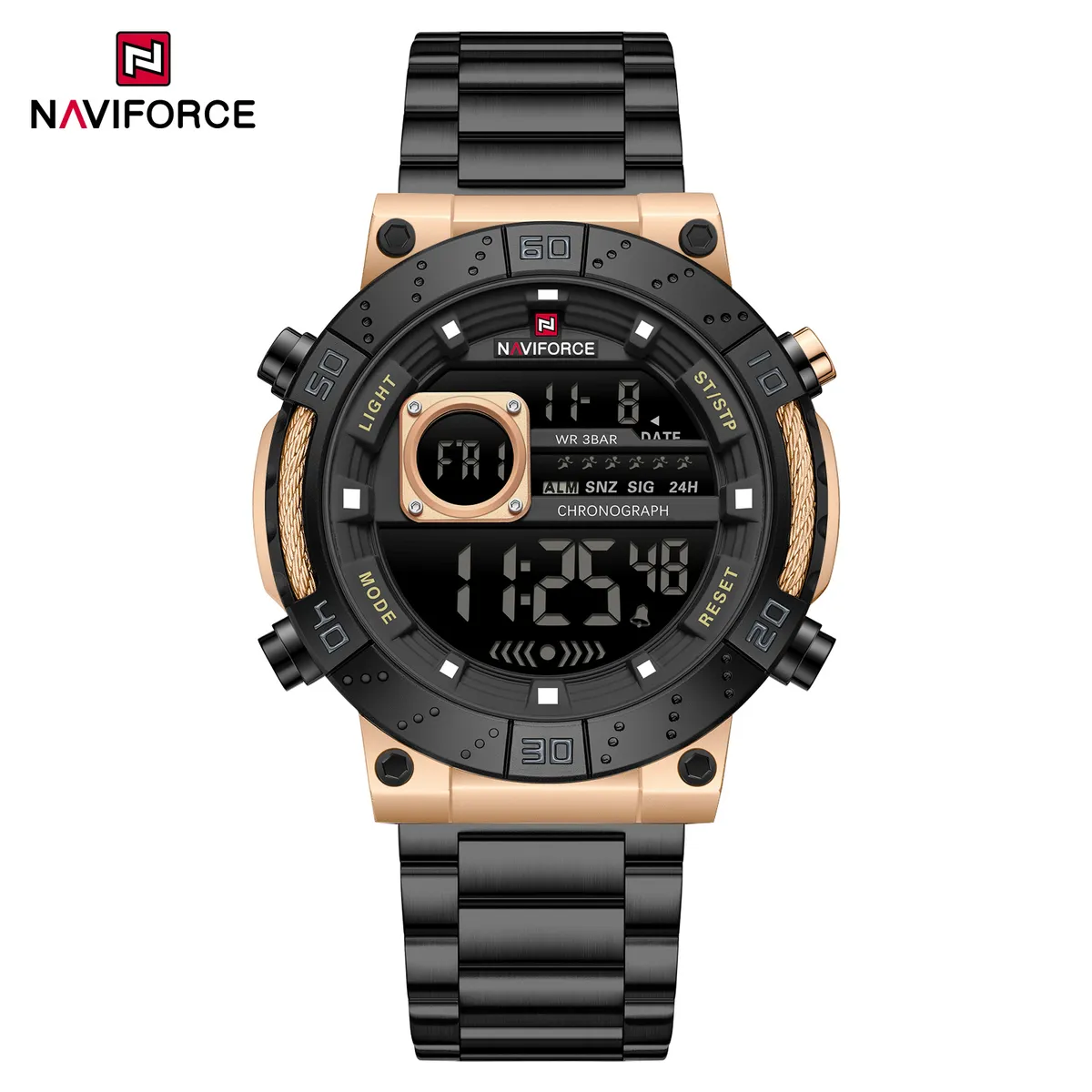 NAVIFORCE - Reloj Naviforce Hombre NF9241 NEGRO COBRE Digital Acero Inoxidable