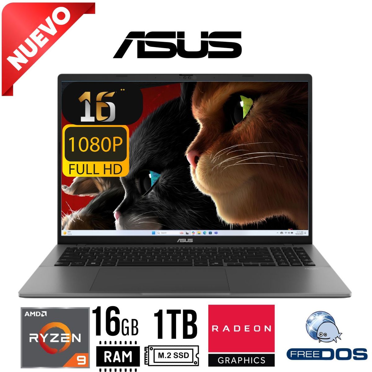 ASUS - Laptop ASUS VIVOBOOK S 16  M3607HA-RP066 16´ FHD R9-270 RAM 16GB SSD 1TB Free Dos