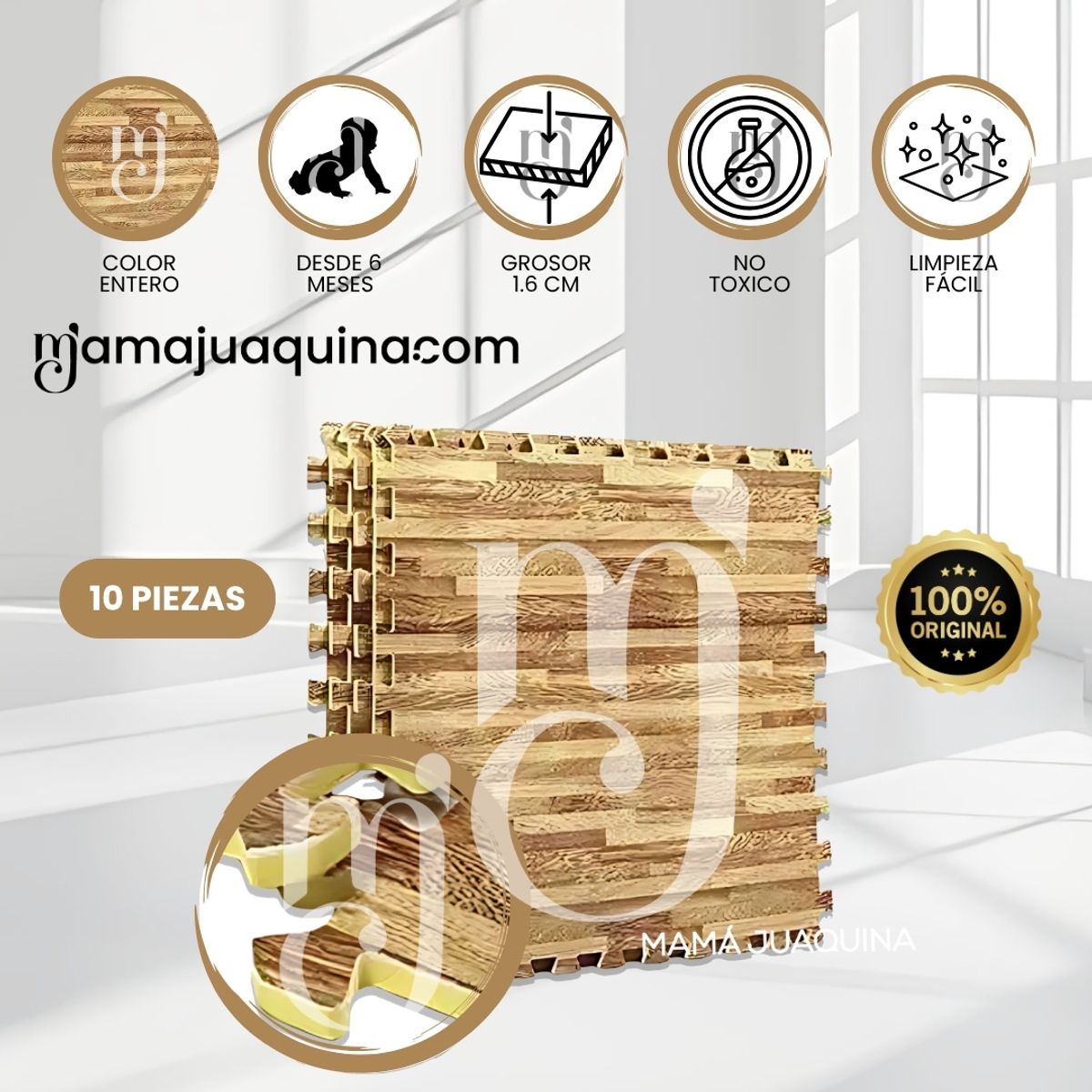 BABY - Piso Rompecabezas para Bebés «COMFY WOOD» 1.6 Wood