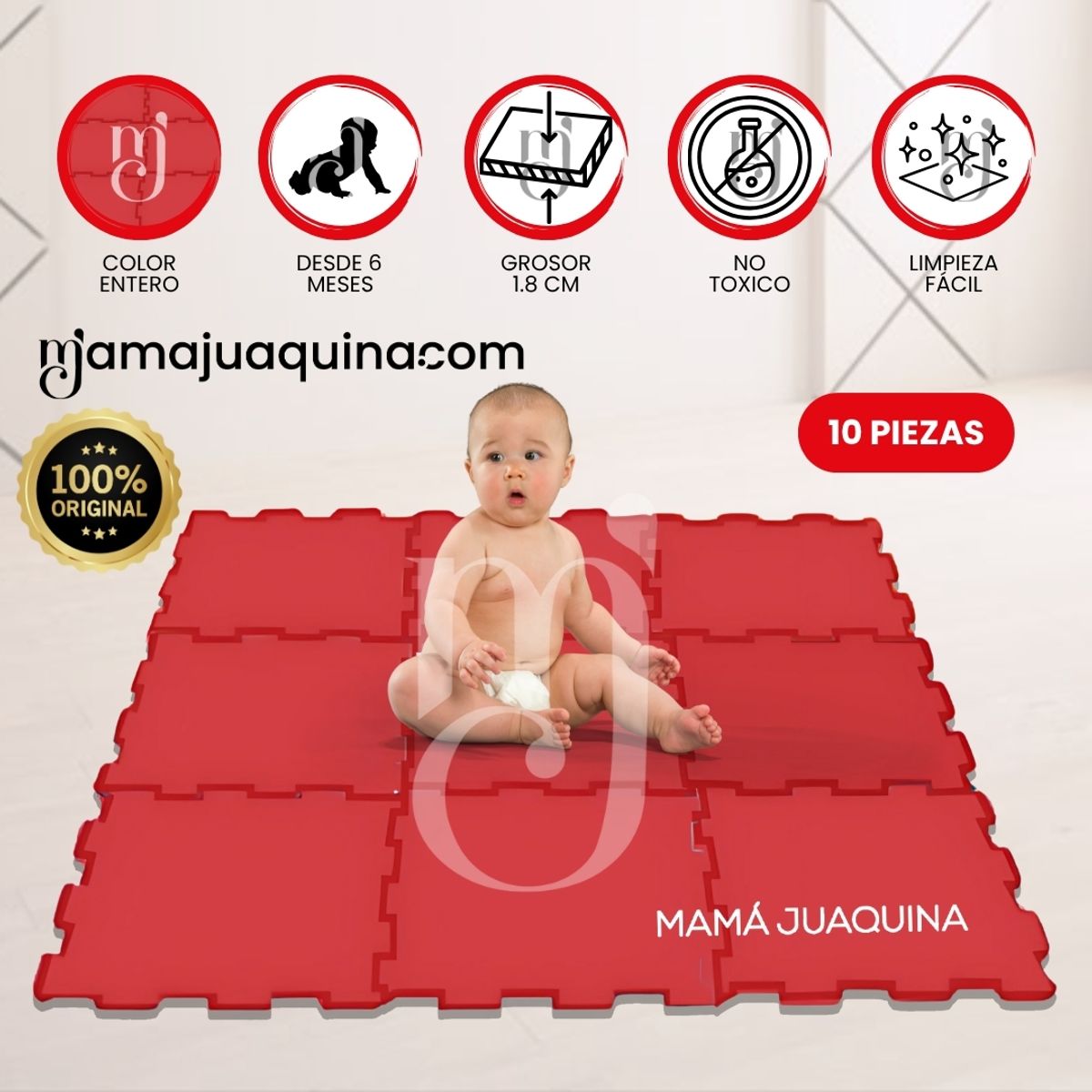 Baby - Piso Rompecabezas para Bebés «PLAYGROUND DELUXE» 1.8 Red