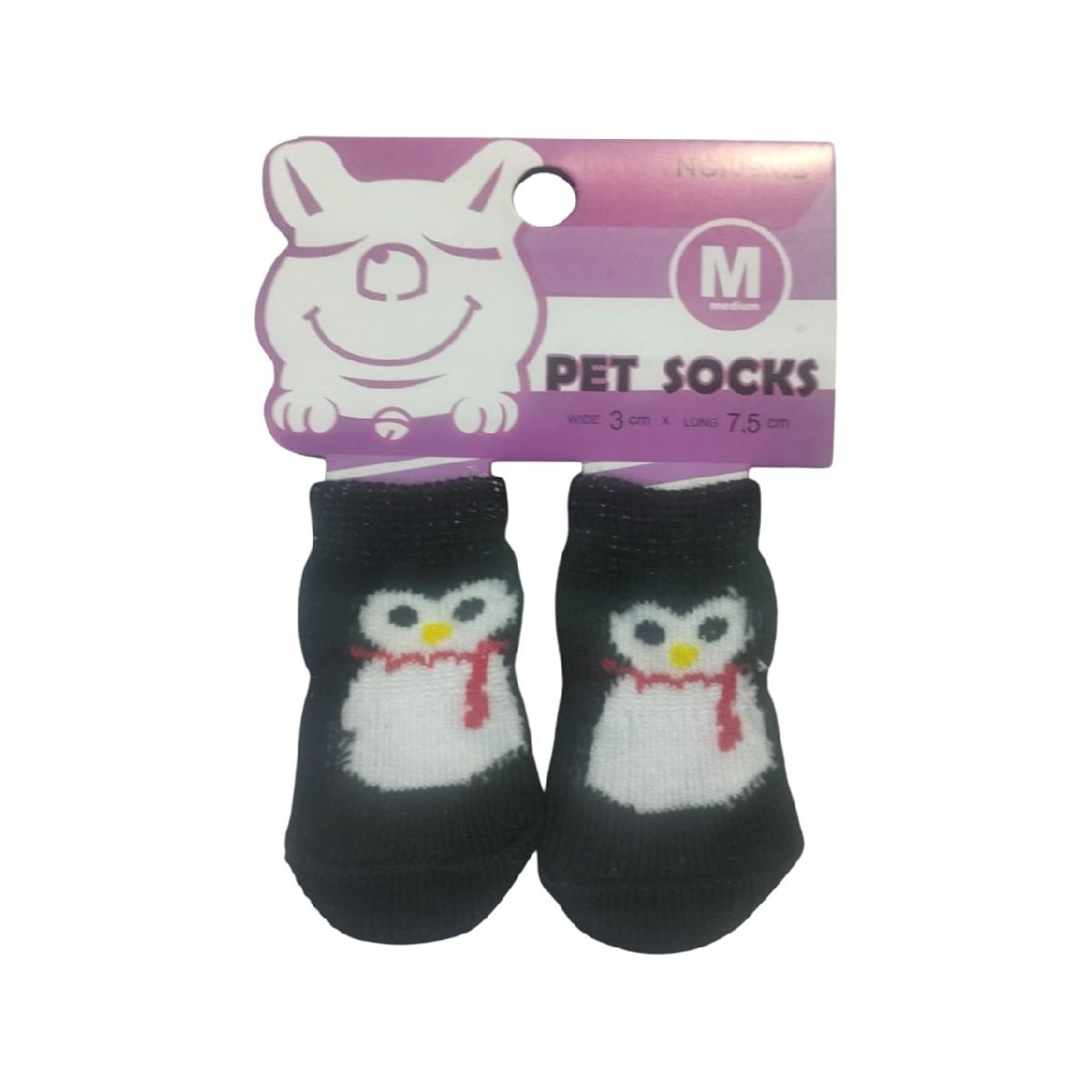 GENERICO - Pack 1 Set de medias antideslizantes pinguino negro talla M