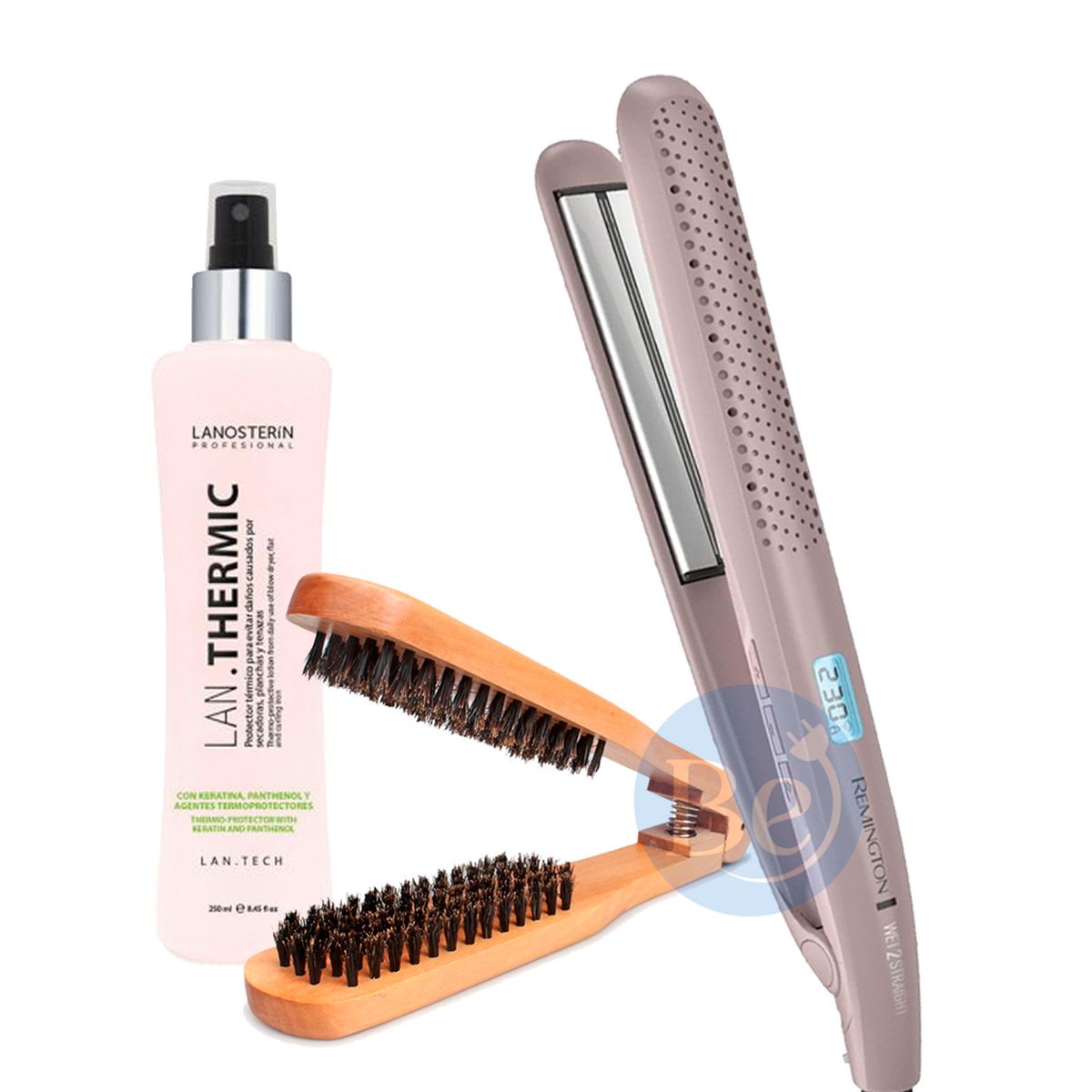 REMINGTON - Pack Alisadora Remington S27A con Cepillo Madera y Protector Térmico