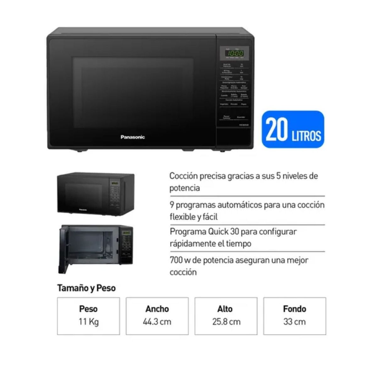 PANASONIC - Horno Microondas Panasonic NN-SB25JBRPK 20L