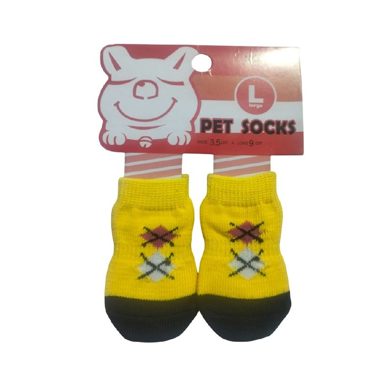 GENERICO - Pack 1 Set de medias antideslizantes rombo amarillo talla L