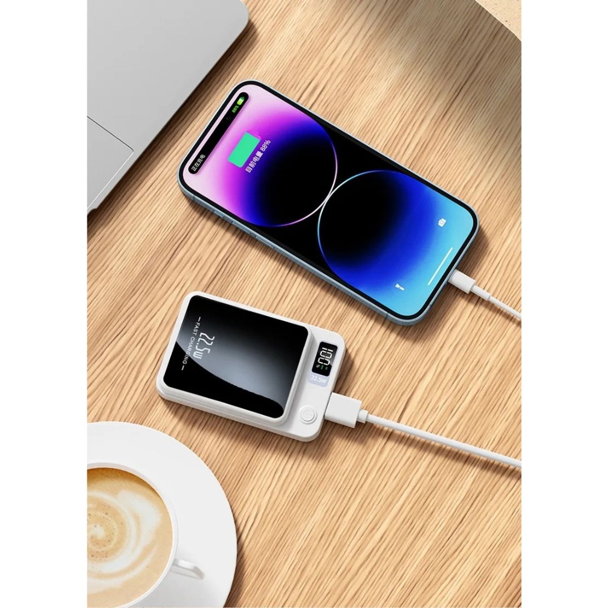 GENERICO - Power Bank Inalámbrico Magnético 10000mah Carga Rapida Color Blanco