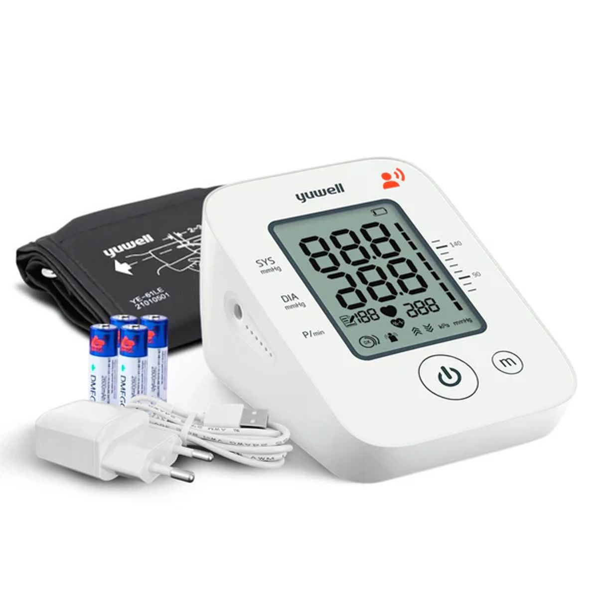 YUWELL - TENSIOMETRO DIGITAL YUWELL DE BRAZO CON VOZ Y ADAPTADOR A CORRIENTE