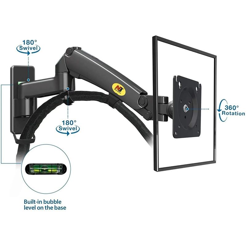 NB NORTH BAYOU - Rack Soporte Flexigas de Pared Para Monitores 17 a 35 NB F150