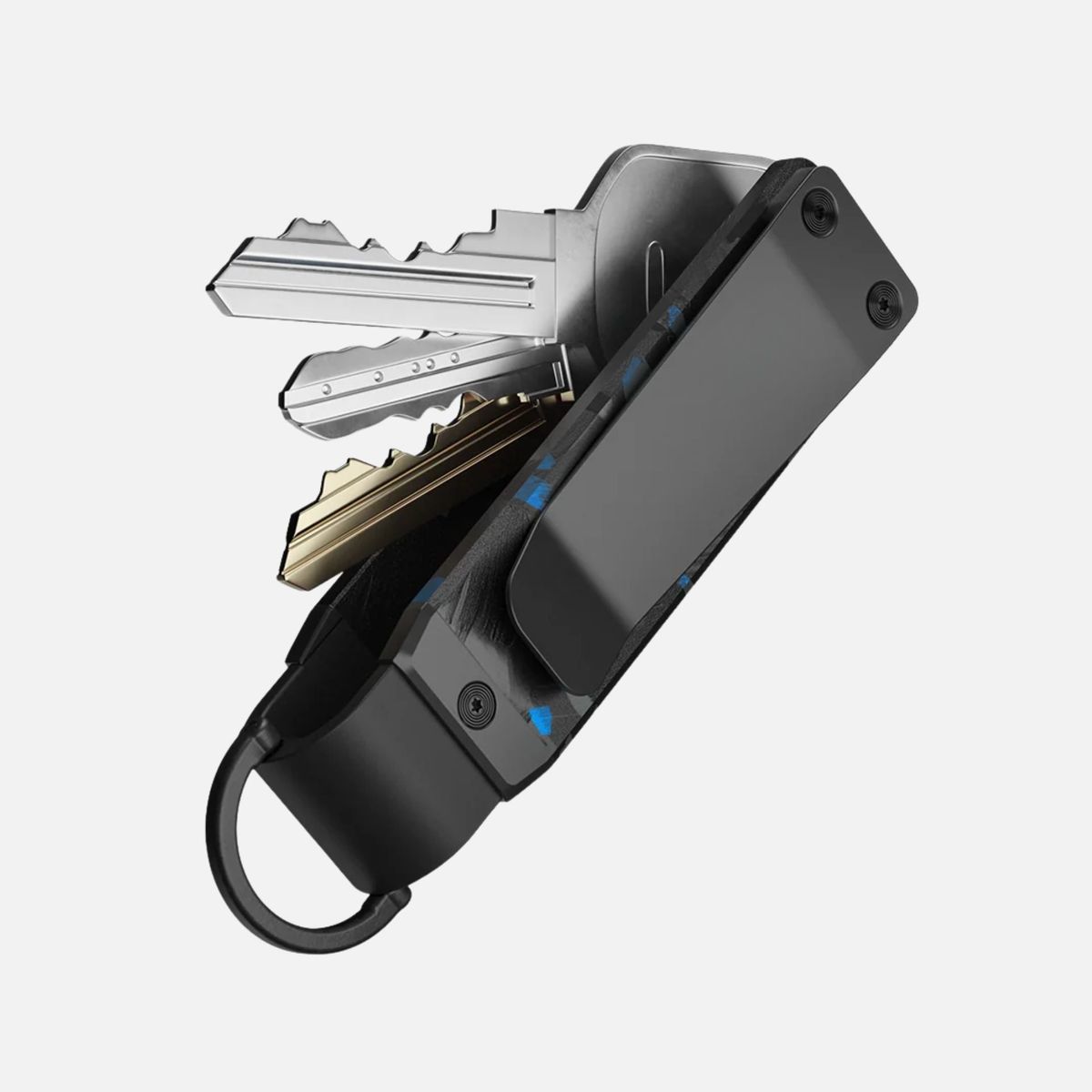 KASHITA - Llavero Premium Azul KeyCase Acero Inoxidable Forjado Azul