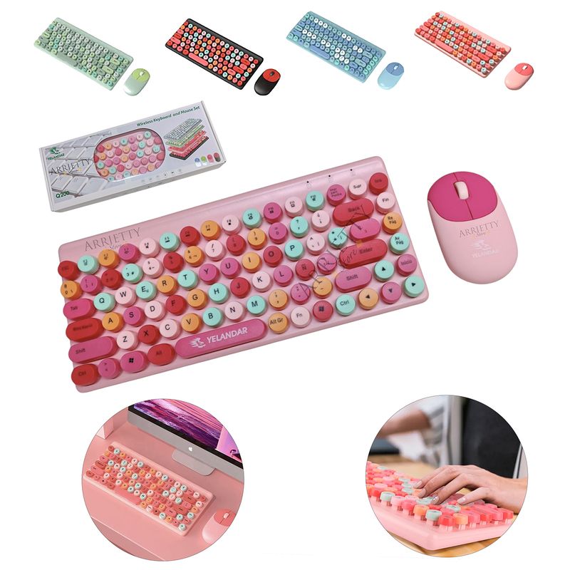 GENERICO - Kit Teclado y Mouse inalámbrico en Español-Computadora Laptop - Rojo