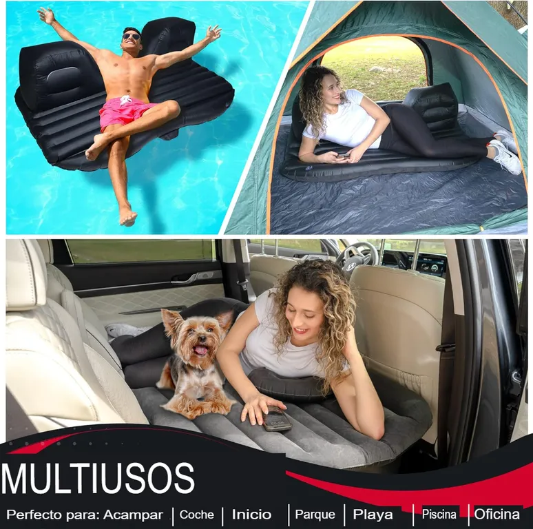COLCHON CAMA INFLABLE CAMPING PLAYA PORTATIL PARA CARRO AUTO EN VIAJES ...
