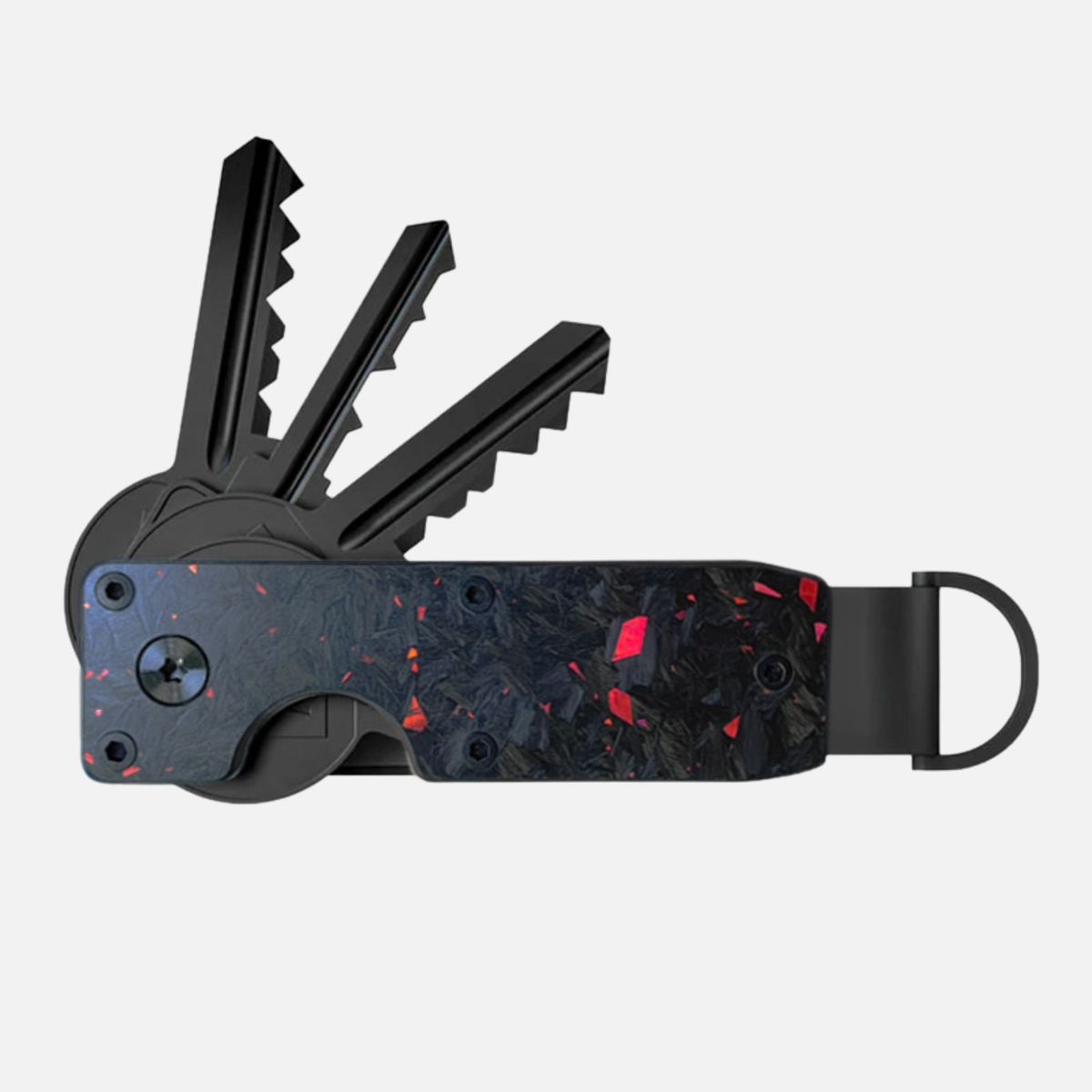 KASHITA - Llavero Premium Rojo KeyCase Acero Inoxidable Forjado Rojo