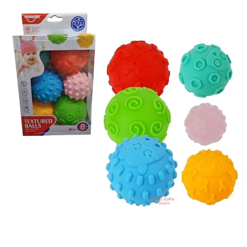 GENERICO - SET DE 6 PELOTAS SENSORIALES TEXTURADAS PARA BEBÉS