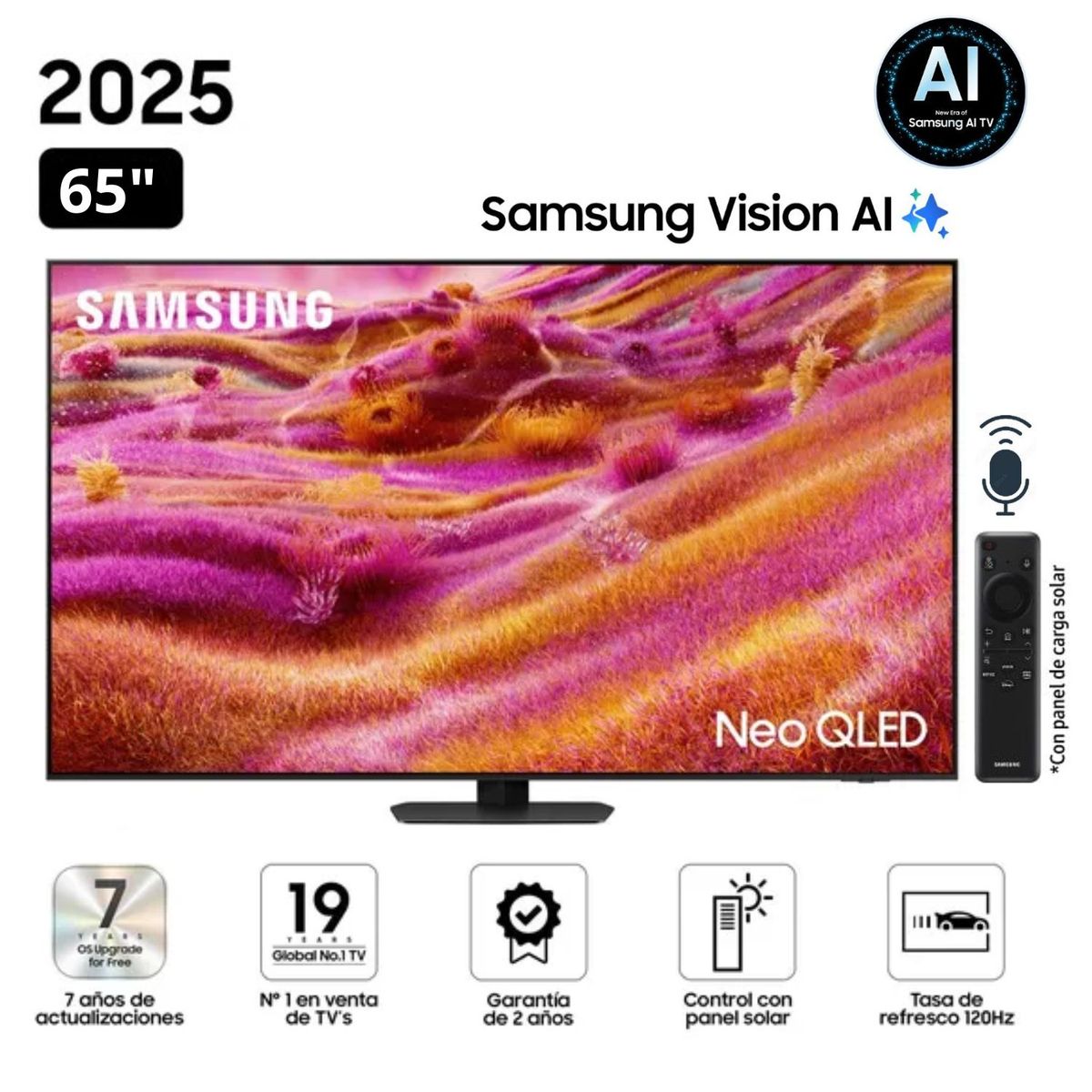 SAMSUNG - Televisor Samsung Neo QLED 65" Visión AI Smart TV 4K QN65QN90FAGXPE - Nuevo 2025