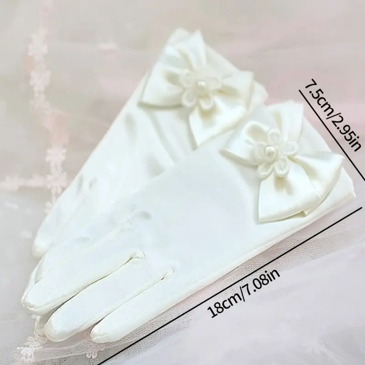 GENERICO - GUANTES PARA NIÑA BLANCO DE BAUTIZOS