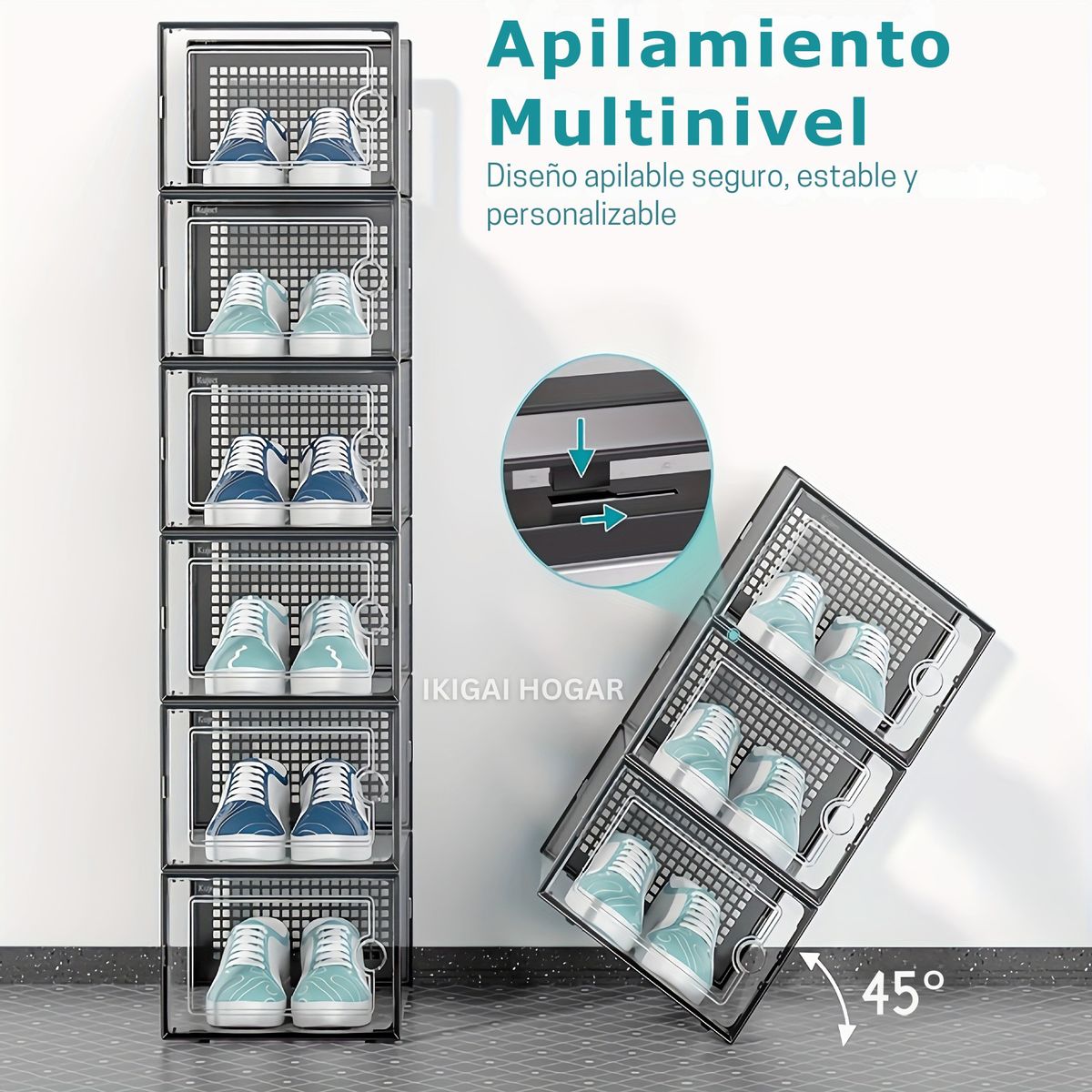 GENERICO - Set x 36 Cajas Organizador De Zapatos Con Ventilación - Gris