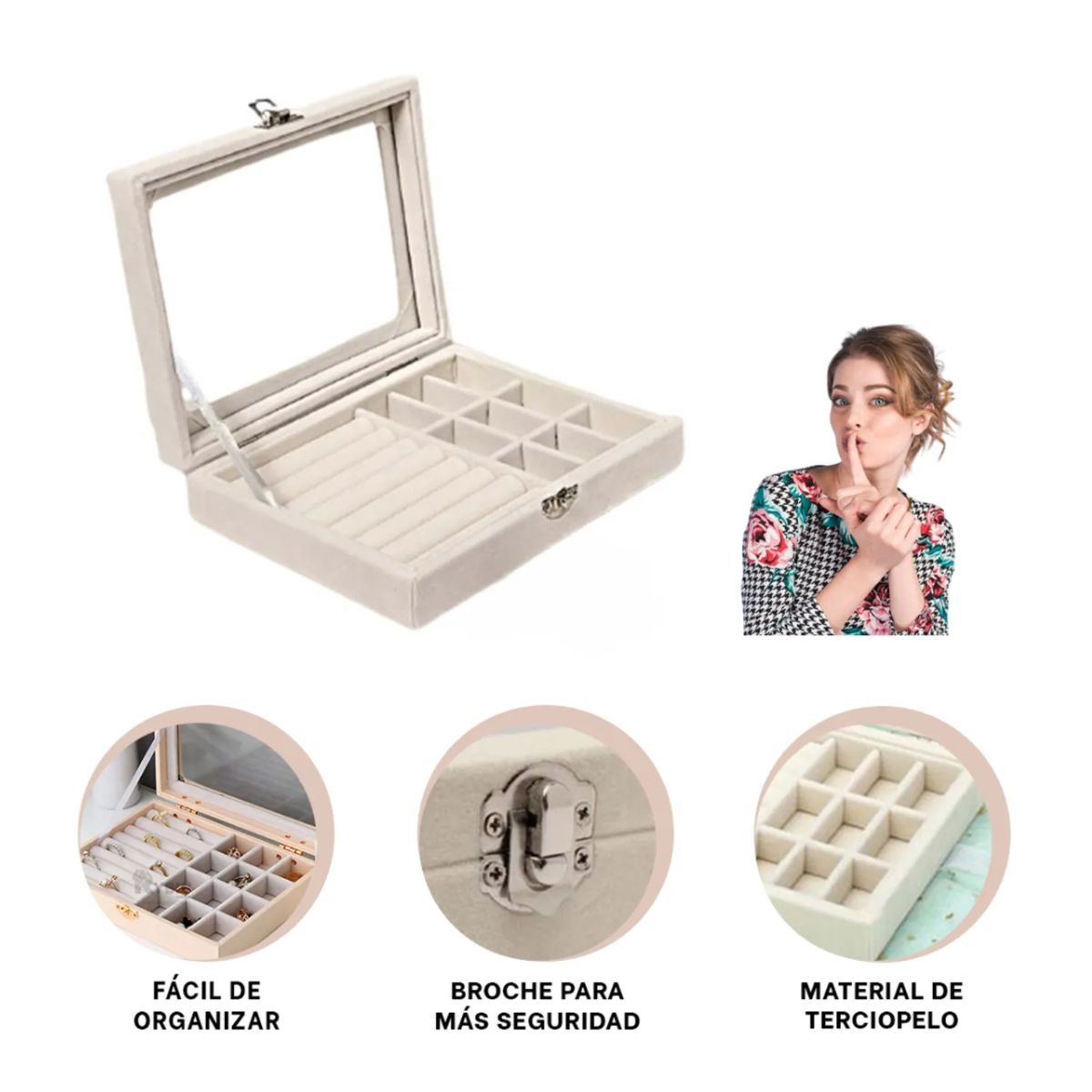 GENERICO - Joyero Caja Organizadora Portátil Terciopelo