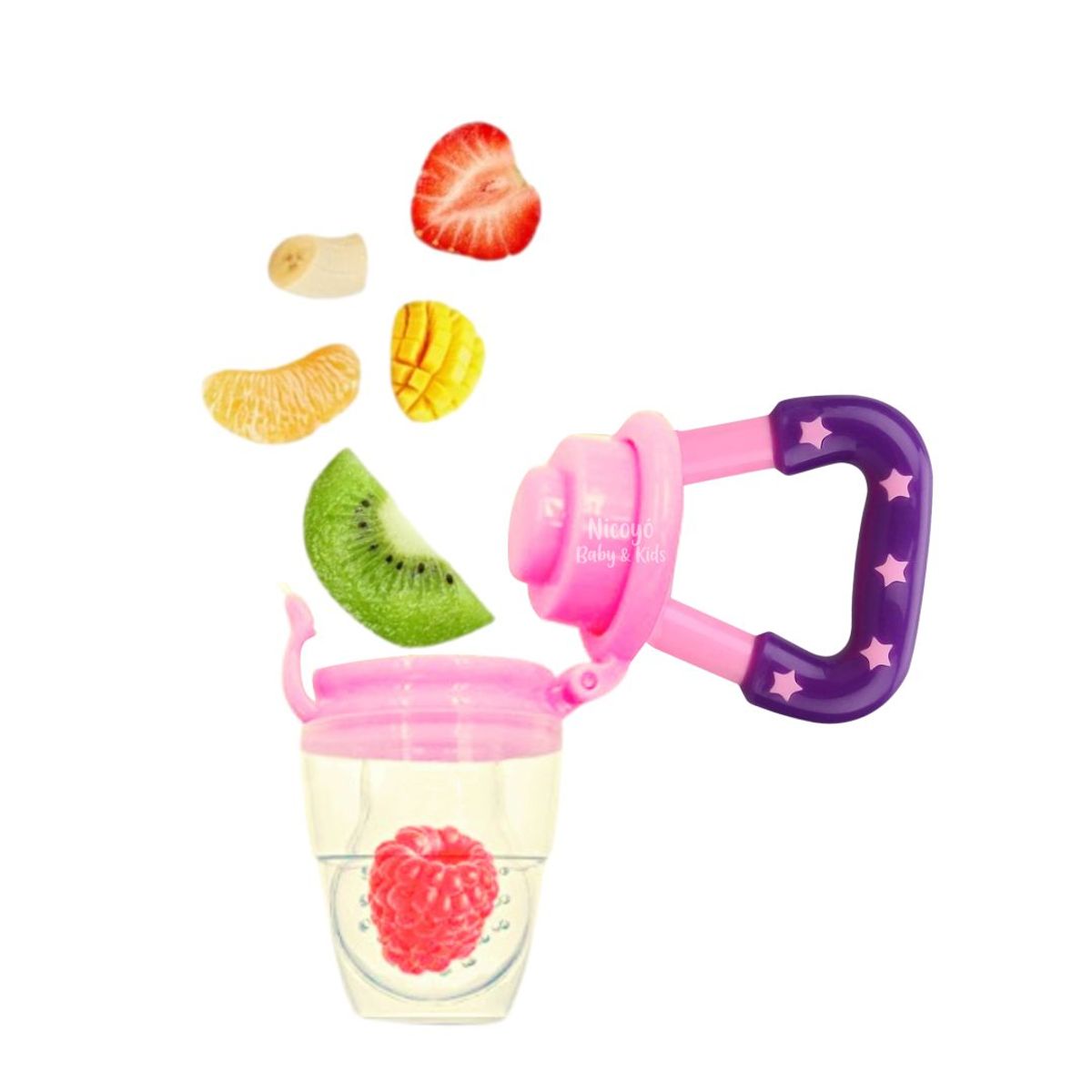 BABY - Chupón de Frutas para Bebé con Tetina de Repuesto ROSADO